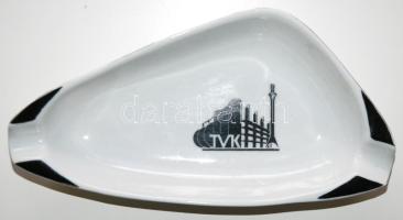 Jelzett Hollóházi porcelán TVK (Tiszai Vegyi Kombinát) hamutál, 20x10cm