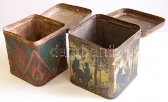 2db fémdoboz és egy szélmalmot ábrázoló fém domborműves falidísz / 
Metal boxes and a plaque