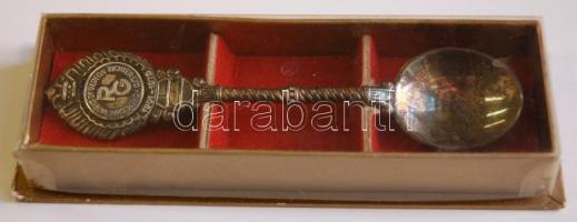 1976 "Chemical Works of Gedeon Richter Ltd. 1901-1976" feliratú, ezüstözött emlékkanálka a...