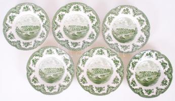 Cca 1970 12 db Johnson Bros süteményes és mélytányér, hibátlanok, jelzett, matricás, d:20, 22 cm