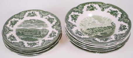 Cca 1970 12 db Johnson Bros süteményes és mélytányér, hibátlanok, jelzett, matricás, d:20, 22 cm