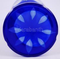 Kobaltkék kupa, többrétegű, kézzel festett, hámozott, csiszolt, hibátlan m:19 cm