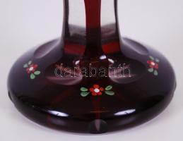 Rubinvörös kupa, többrétegű, kézzel festett, hámozott, csiszolt, hibátlan m:20 cm