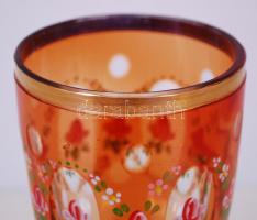 Mangánsárga kupa, többrétegű, kézzel festett, hámozott, csiszolt, hibátlan m:20 cm