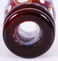 Rubinvörös pohár, többrétegű, kézzel festett, hámozott, csiszolt, hibátlan m:14 cm