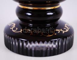 Rubinvörös pohár, többrétegű, kézzel festett, hámozott, csiszolt, hibátlan m:15 cm