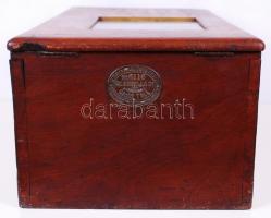 Cca 1880 Kassza "Gledhill & Co automatic cash till" feliratú réz táblával, hiányos de ...