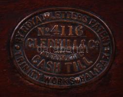 Cca 1880 Kassza "Gledhill & Co automatic cash till" feliratú réz táblával, hiányos de ...