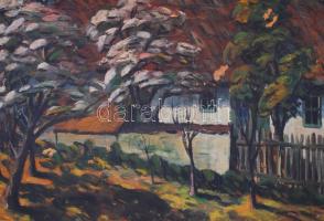 Szeghalmi Peregi József: Ház részlet, olaj, vászon, szép keretben 60×66 cm