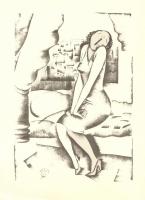 Molnár C. Pál (1894-1981): Jó reggelt, kis szériás ofszet-karton, jelzett, 29x21cm