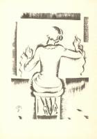 Molnár C. Pál (1894-1981): Telefonos kisasszony, kis szériás ofszet-karton, jelzett, 21x29 cm