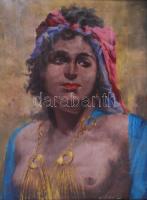 Gádor Emil (1911-1998): Cigány lány. Olaj, karton, jelzett, régi keretben 60×46 cm