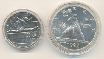 USA 1992. 1/2$ CuNi "Tornász " + 1$ Ag "Baseball" XXV. Nyári Olimpia - Barcelona T:BU USA 1992. 1/2 Dollar CuNi "gymnast" + 1 Dollar Ag "Baseball" "25th Summer Olympics - Barcelona" C:BU