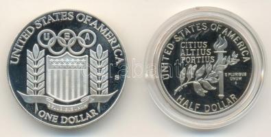 USA 1992. 1/2$ CuNi "Tornász " + 1$ Ag "Baseball" XXV. Nyári Olimpia - Barcelona...