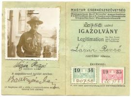 1934 Fényképes cserkész-igazolvány, okmánybélyeggel Lázár Rezső / Scout id