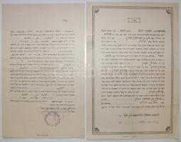 2db héber nyelvű házassági szerződés (1934, 1952) és 2db áttérési bizonyítvány (1944)