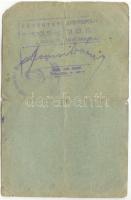 1945 A Magyar Államrendőrség Miskolci Főkapitánysága által kiállított orosz-magyar kétnyelvű munkavé...