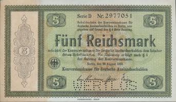 Német 3.Birodalom 1933. 5RM &quot;WERTLOS&quot; perforációval T:I German Third Reich 1933. 5 Reichsmark &quot;WERTLOS&quot; perforation C:Unc