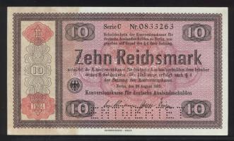 Német 3.Birodalom 1934. 10RM &quot;ENTWERTET&quot; perforációval T:I German Third Reich 1934. 10 Reichsmark &quot;ENTWERTET&quot; perforation C:Unc