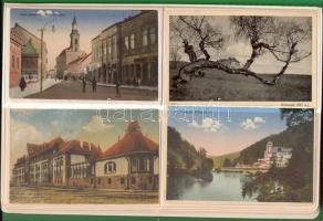 96 férőhelyes műanyag képeslapalbum benne 11 db régi magyar városképes lap