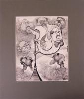 Homicskó Atanáz (1864-1916): Szélkakas. Tus, papír, jelzett, új paszpartuban, 38×24 cm