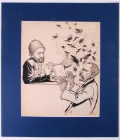 Homicskó Atanáz (1864-1916): Tanári kongressszus. Tus, papír, jelzett, új paszpartuban, 38×24 cm