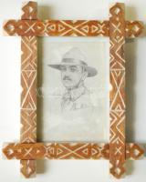 Márton Lajos (1891-1953): Cserkész portré. Ceruza, papír, jelzett, szép keretben, 20×15 cm