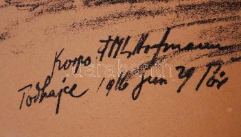 Pór Bertalan (1880-1964): Harctéri sorozatok. Litográfia, papír, jelzett, üvegezett keretben 44×60 c...