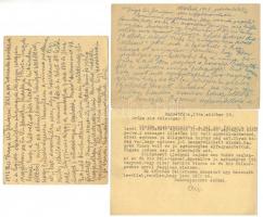 1940-1942 3 db munkaszolgálatos tábori levelező lap