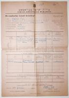 1957 Izrael követsége Budapest. Valló Pál bevándorlás iránti kéreleme.