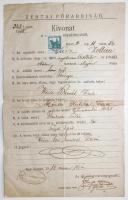 1918 Zentai főrabbisság. Kivonat a születési anyakönyvből. Schweigler Herman főrabbi aláírásával.