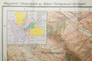 1930 Budapest nagy térkép, jó állapotban, 80×92 cm