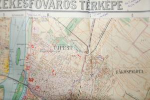 1930 Budapest nagy térkép, jó állapotban, 80×92 cm