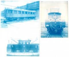 5 db fotó és fotómásolat mozdonyokról és vasuti kocsikról