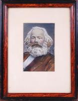 Ismeretlen alkotó: Marx Károly. Selyemkép, üvegezett keretben 27×21 cm