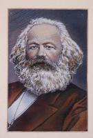 Ismeretlen alkotó: Marx Károly. Selyemkép, üvegezett keretben 27×21 cm