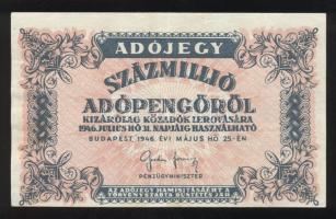 1946. 100.000.000AP lefelé tolódott nyomattal T:I