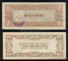 Fülöp-szigetek/II. világháború/japán megszállás 1943-44. 5P + 10P T:III,I-
Philippines/Japanese occu...