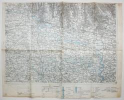 cca 1916 Treviso és Verona kétoldalas katonai térképe, 45x57cm