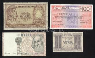 Olaszország vegyes 4db klf bankjegy T:vegyes Italy 4 pieces of various banknotes T:mixed