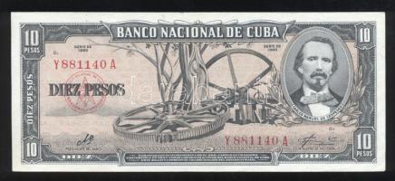 Kuba 1960. 10P T:I- Cuba 1960. 10 Peso C:AU