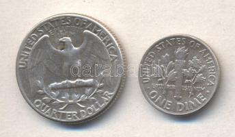 Amerikai Egyesült Államok 1961. 1/4$ Ag "Washington" + 1962. 1D Ag T:2
USA 1961. 1/4 Dolla...