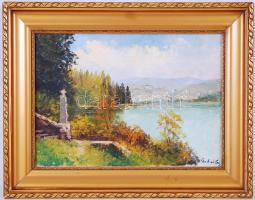 Gubai Gy jelzéssel: Folyó part. Olaj, vászon-karton, üvegezett régi keretben 35×45 cm