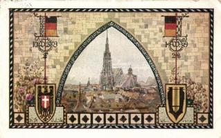 Vienna Stephansdom with coat of arm and flag, 10th German Singer Festival, s: G.F. Schüle (wet damage)