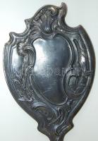 Cca 1910, szecessziós kézi tükör. Préselt alpakka, m:25 cm