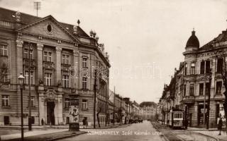 Szombathely Széll Kálmán utca, Leipnik Dunántúli Textilipari Vállalata, Albus szappan reklám, villamos (EK)