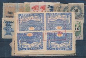 1884-1991 4db 25f Cegléd városi illetékbélyeg kivágáson (közte 2db lemezhibás), valamint 61db egyéb illetékbélyeg