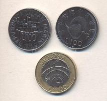 San Marino 1978-1998. 100L (2x) + 1000L különböző emlékpénzek T:1-,2
San Marino 1979-1998. 100 Lira ...