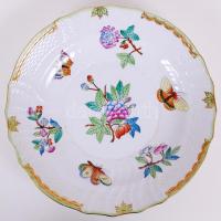 Óherendi 2 db Viktória mintás süteményes és mélytányér, kézzel festett, jelzett,  hibátlan, d:19,22 ...