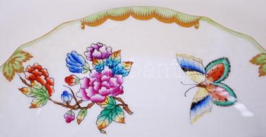 Óherendi 2 db Viktória mintás süteményes és mélytányér, kézzel festett, jelzett,  hibátlan, d:19,22 ...